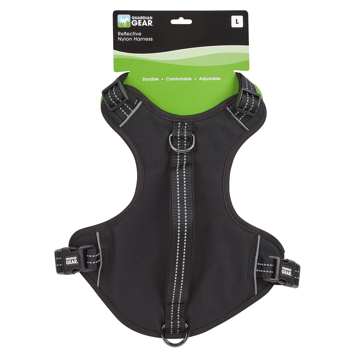 Reflective Harness, 16 to 25 in, Fastening Method: O-Ring Strap, Nylon Harness, Jet Black