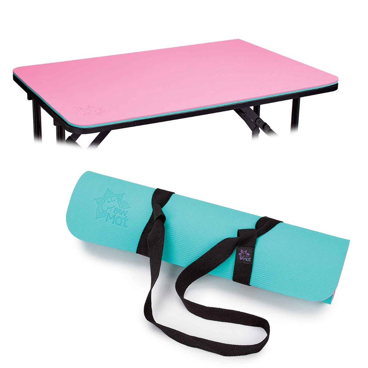 Picture of PetEdge ZX1202 75 36 36 in. PawMat Reversible Grooming Table Mat&#44; Pink & Teal