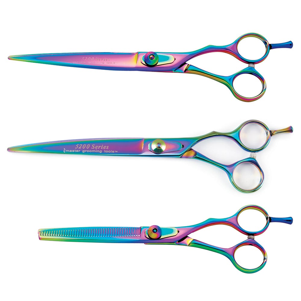 Picture of PetEdge TP524031 Master Grooming Tool 5200 Rainbow Series Shears Kit - 3 Piece