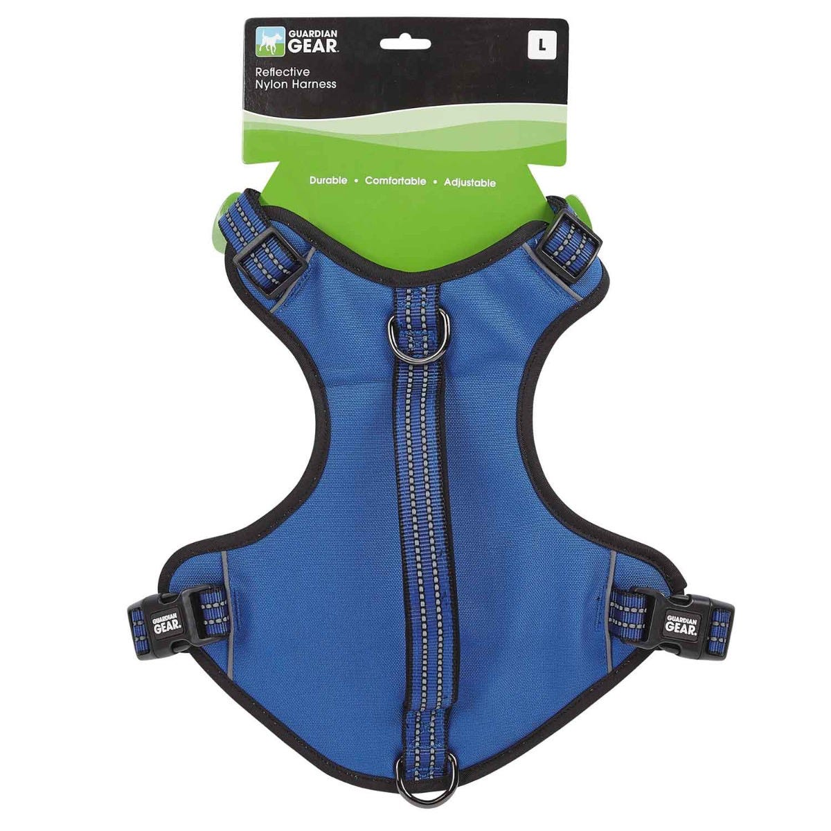 Picture of PetEdge ZA0031 10 19 Guardian Gear Reflective Nylon Harness&#44; Blue - Extra Small