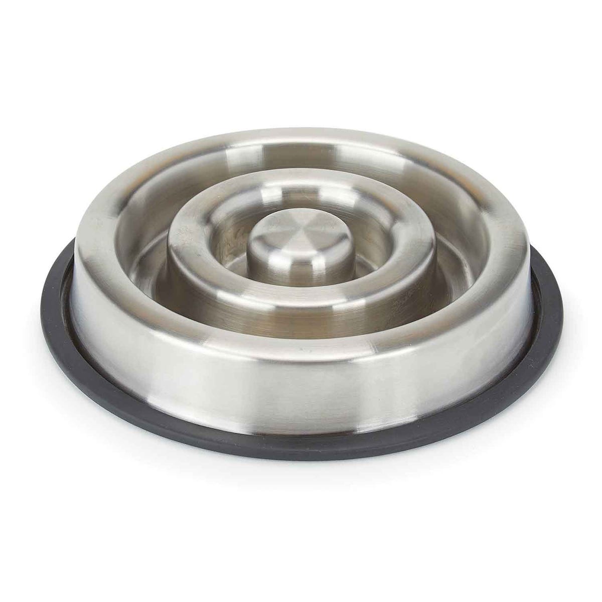 Picture of PetEdge ZW8008 12 ProSelect Stainless Steel Heavy Duty Slow Feeder Bowl with Non-Skid Ring - Small