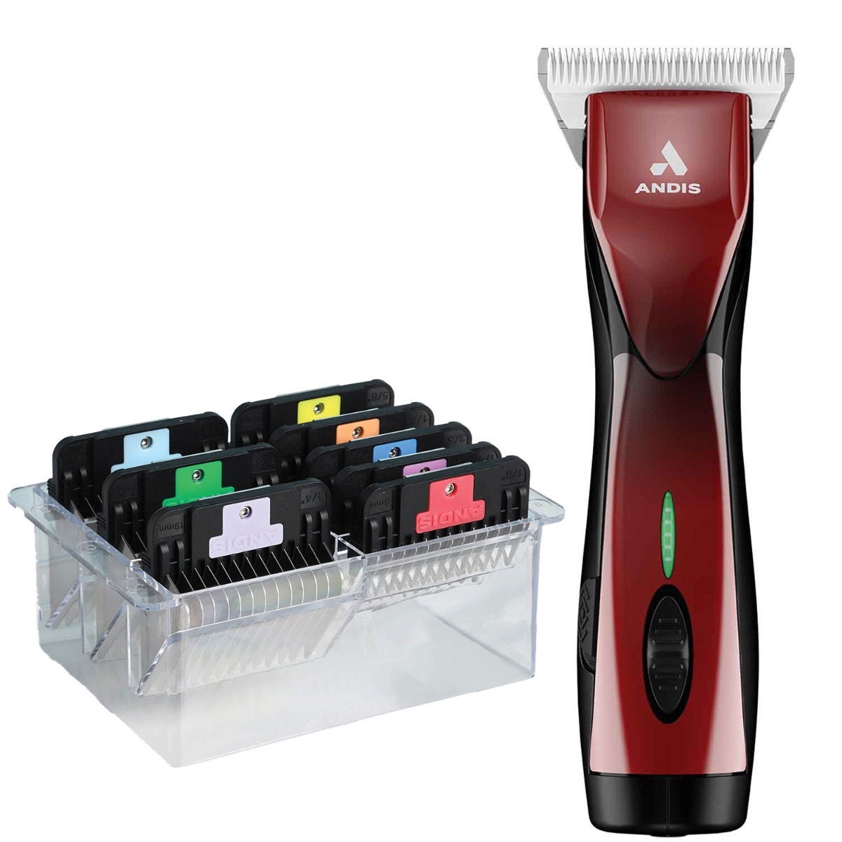 Picture of PetEdge AD795608 83 Andis Pulse ZRII Red Clipper Wide Blade Combs Kit