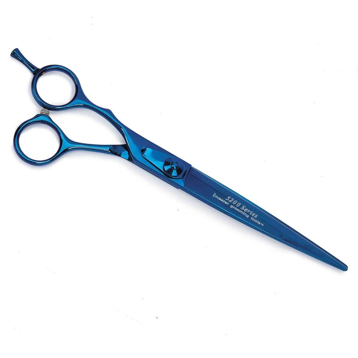 Picture of PetEdge TP5261 75 7 in. Master Grooming Tools 5200 Blue Titanium Lefty Straight Shears