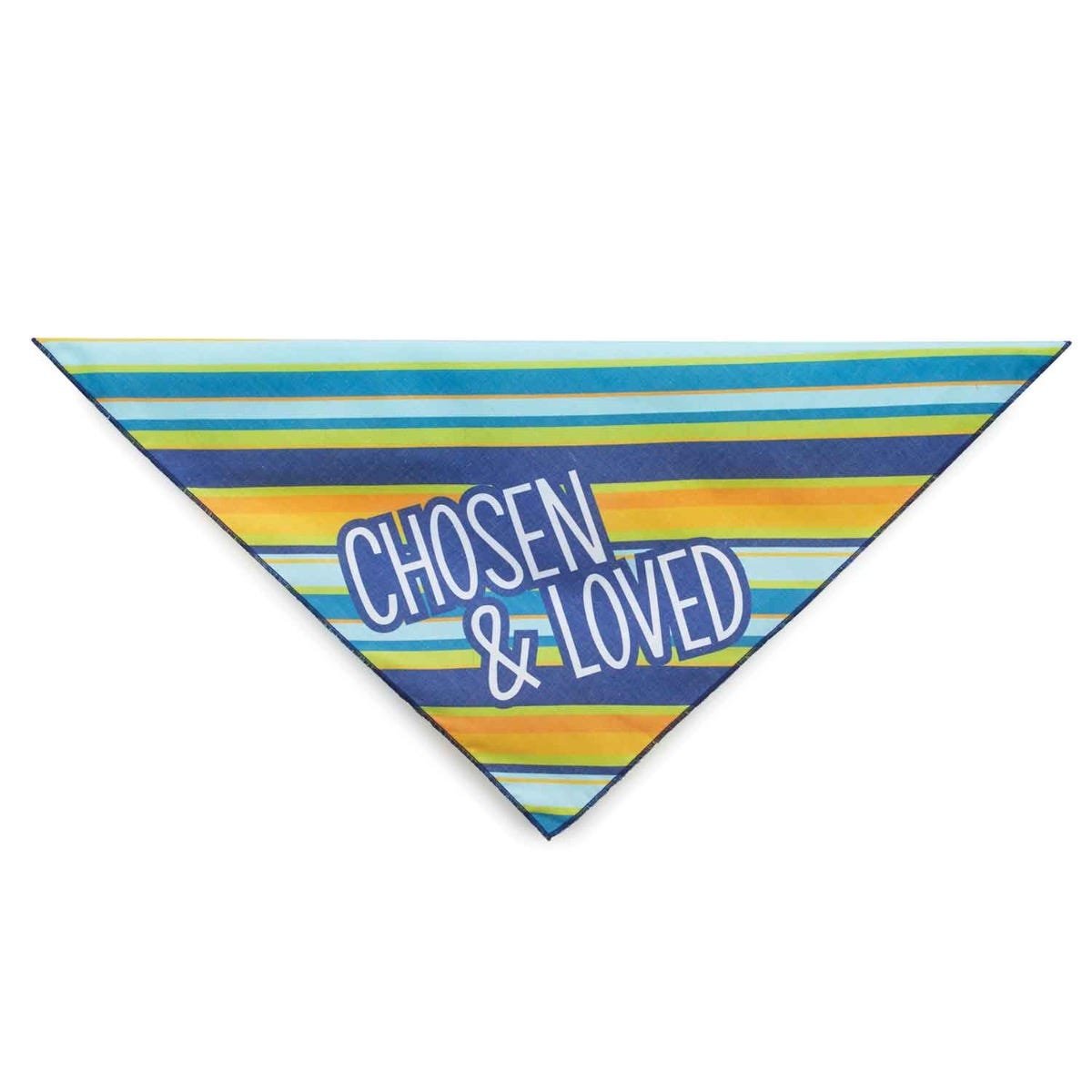 Picture of PetEdge DT1036 57 Aria Adopted Pet Grooming Bandana Chosen & Loved Stripe