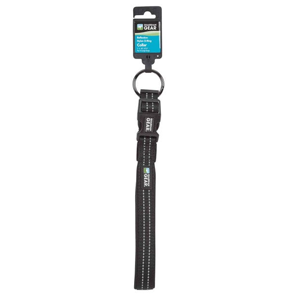 ZA0006 16 30 Guardian Gear Reflect Nylon O-Ring Pet Collars, Black - Medium