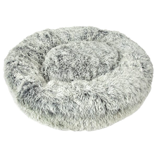 Plush Cuddler Bed, 48 in L, 17 in W, Round, Bumper Style Pattern, Polyester Cover
