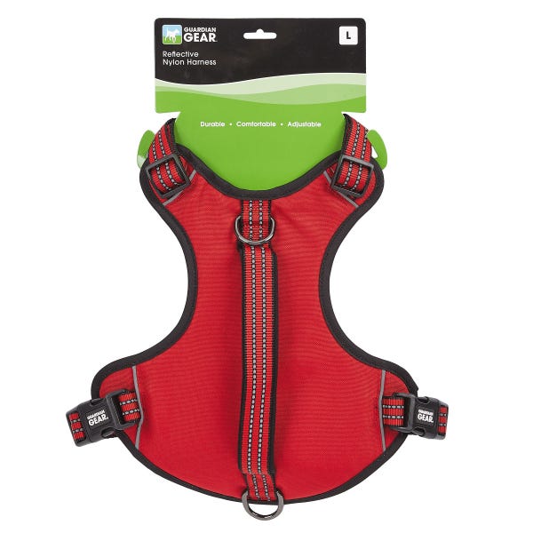 Reflective Harness, 12 to 20 in, Fastening Method: O-Ring Strap, Nylon Harness, True Red