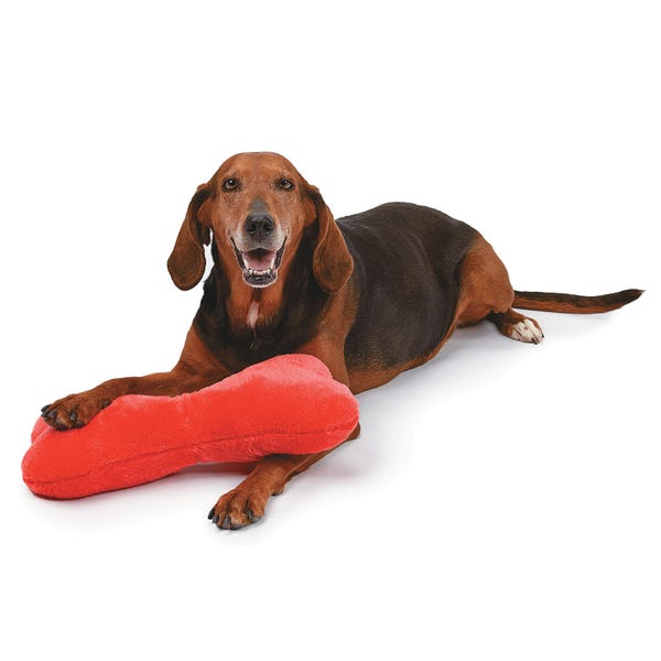 Picture of PetEdge ZW960 83 16.5 in. Zanies Mega Color Plush Bone Dog Chew Toys&#44; Red