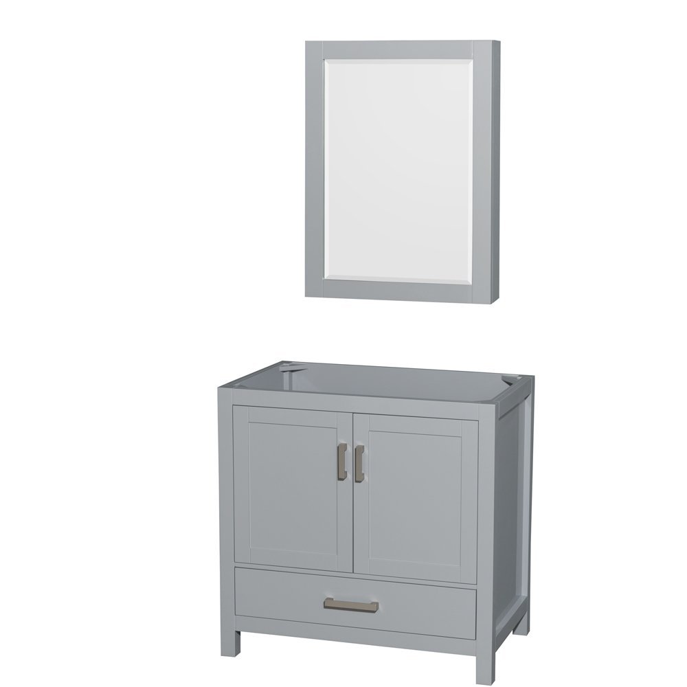 WCS141436SGYCXSXXMED Sheffield 36 in. Single Bathroom Vanity with Medicine Cabinet, Gray -  Wyndham Collection