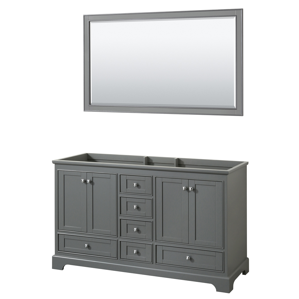 WCS202060DKGCXSXXM58 60 in. Double Bathroom Vanity with No Countertop & No Sink - 58 in. Mirror - Dark Gray -  Wyndham Collection