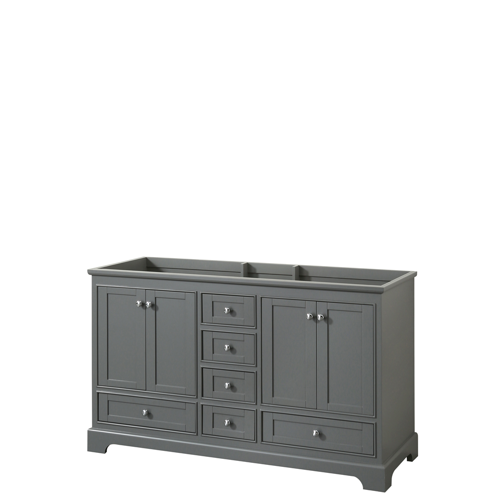 WCS202060DKGCXSXXMXX 60 in. Double Bathroom Vanity with No Countertop & No Sink - No Mirror - Dark Gray -  Wyndham Collection