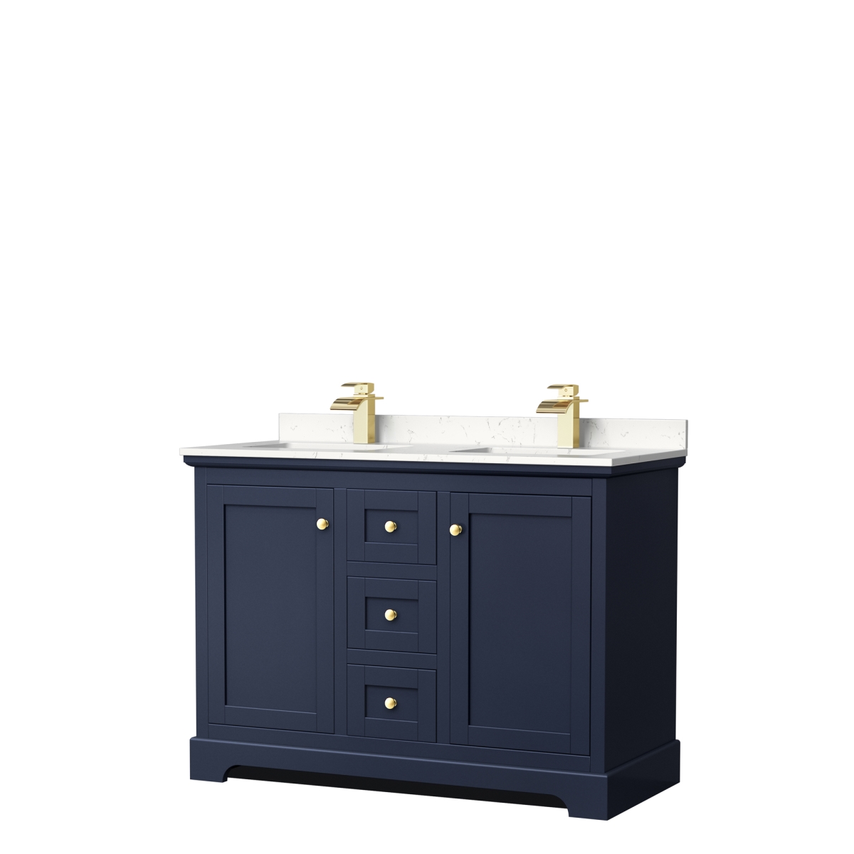 WCV232348DBLC2UNSMXX 48 in. Avery Double Bathroom Vanity - Dark Blue, Light-Vein Carrara Cultured Marble Countertop & Undermount Square Sink -  Wyndham Collection