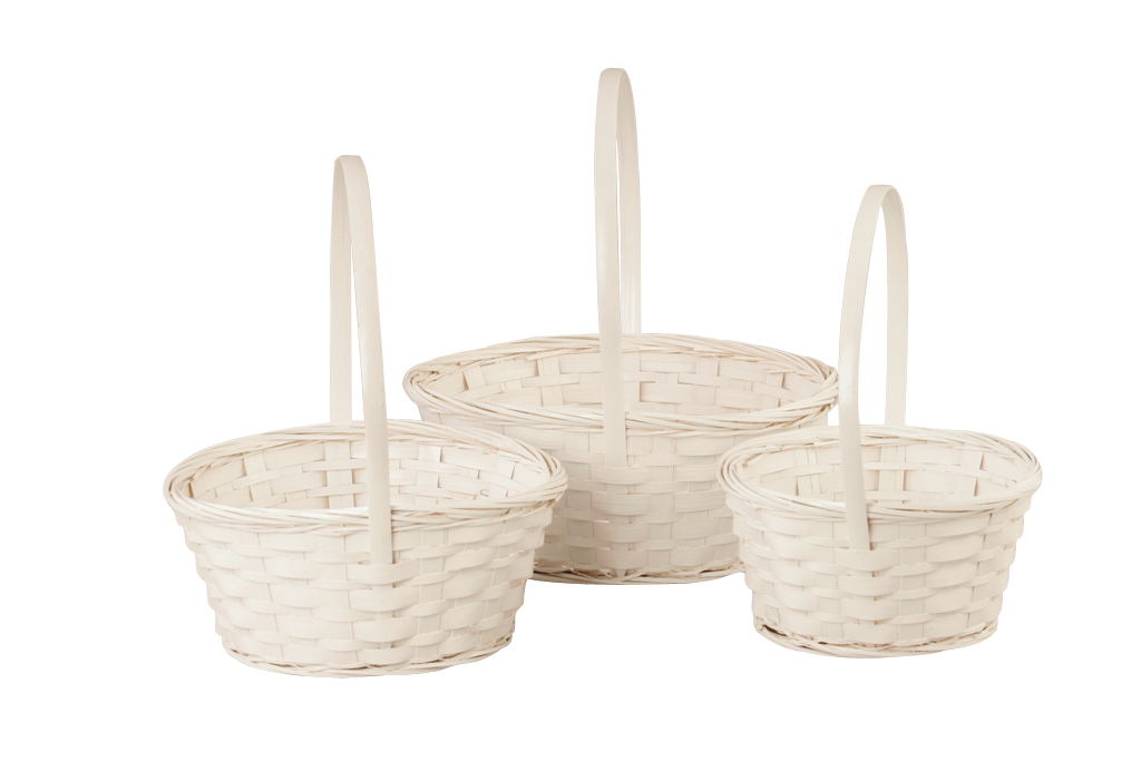 Picture of Wald Imports 4500-S3 Bamboo Basket - Set of 3&#44; White
