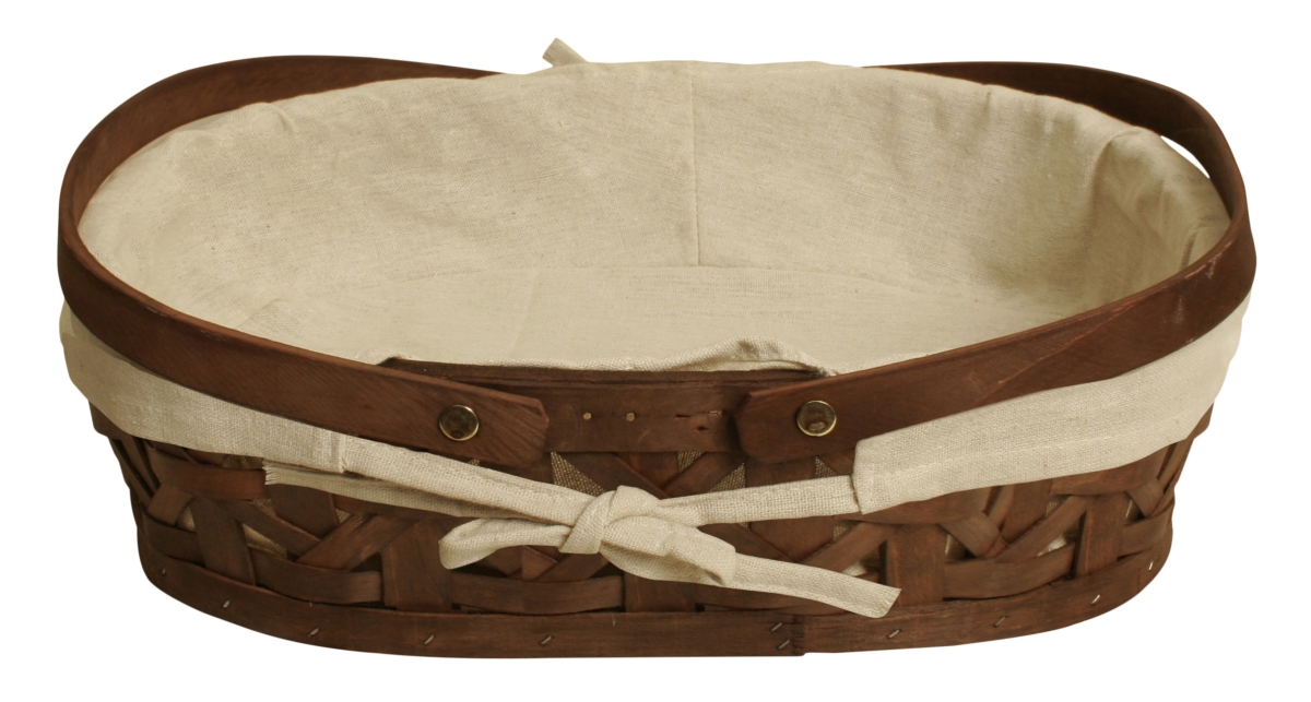 6501-SM 12 in. Stained Woodchip Basket with Cloth Liner