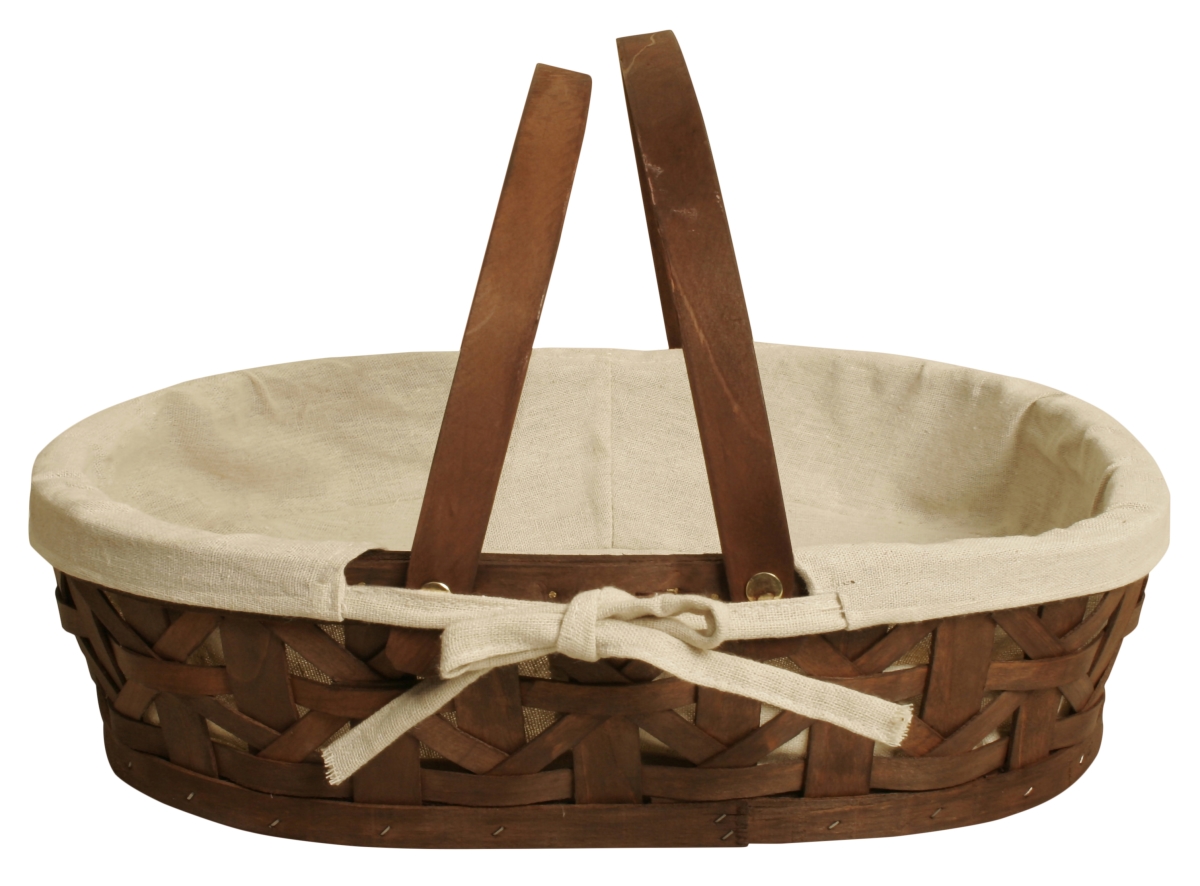 Picture of Wald Imports 6501-MD 15 in. Stained Woodchip Basket with Cloth Liner, Brown