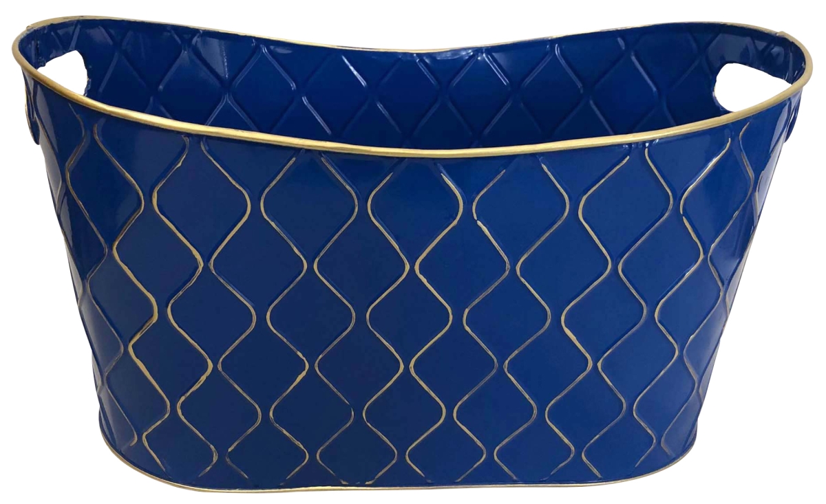 2354-15 15 in. Royal Blue Metal Planter