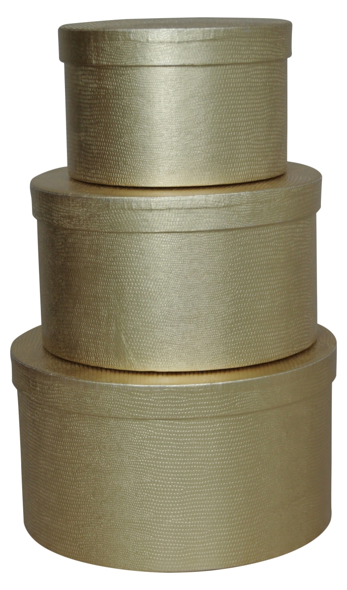 Picture of Wald Imports 7207-GOLD Stacking Boxes with Lids&#44; Gold - Large - Set of 3