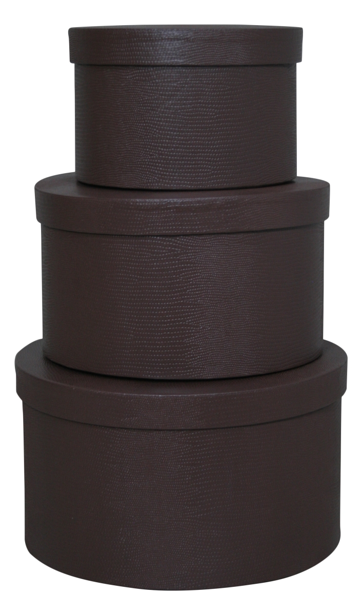 Picture of Wald Imports 7207-BRN Stacking Boxes with Lids&#44; Brown - Large - Set of 3