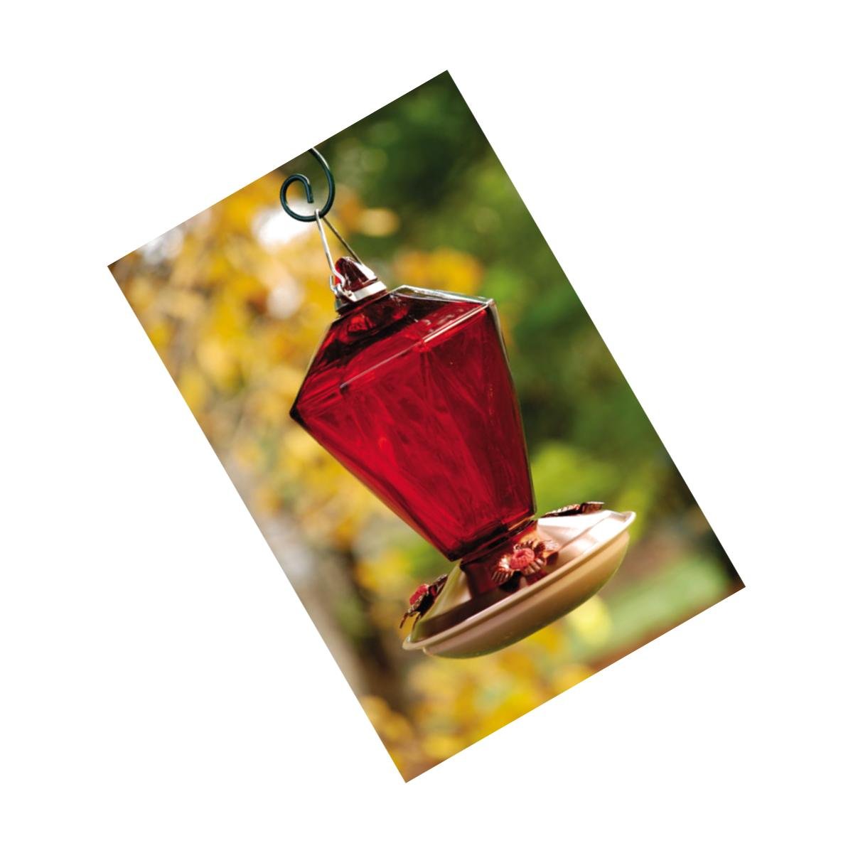 Picture of WoodLink WLH9 Brushed Copper diamond glass hummingbird feeder