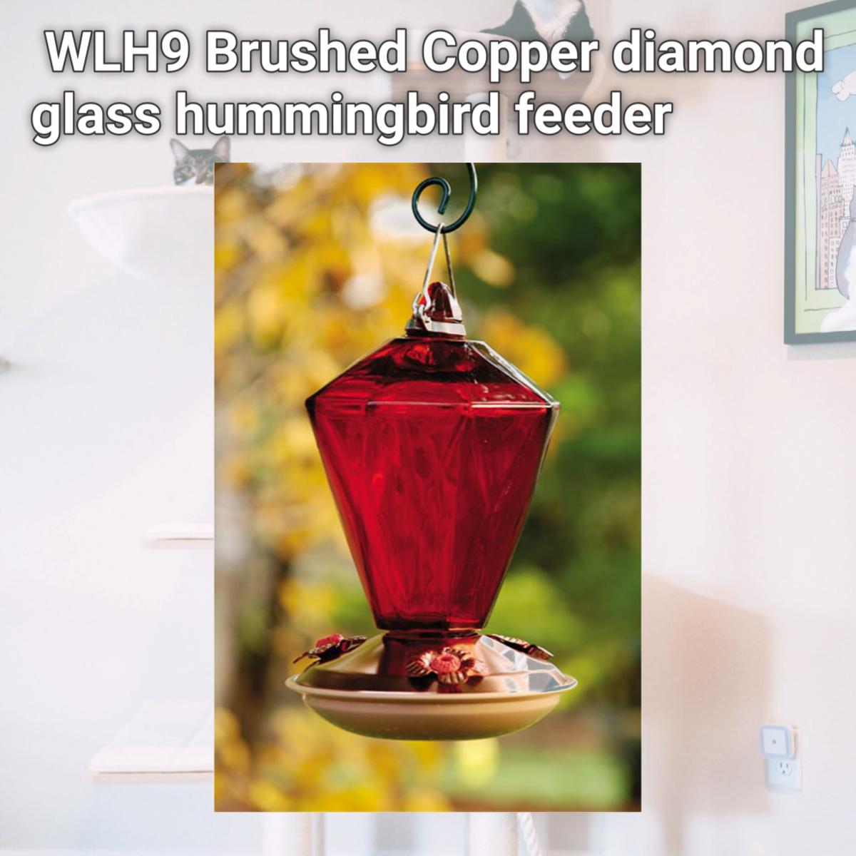 Picture of WoodLink WLH9 Brushed Copper diamond glass hummingbird feeder