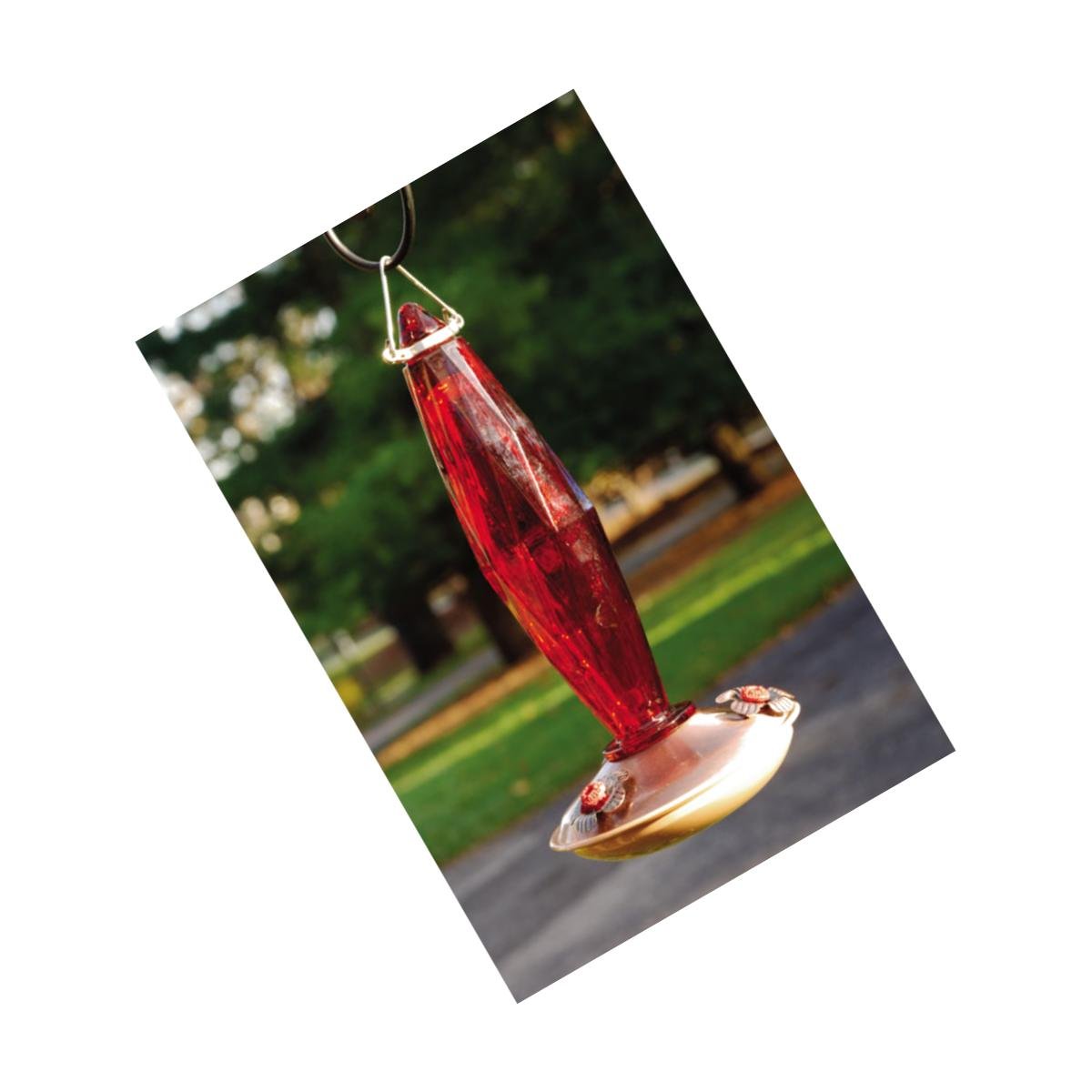Picture of WoodLink WLH12 Brushed Copper Hummingbird Feeder - jewel cut glass medium