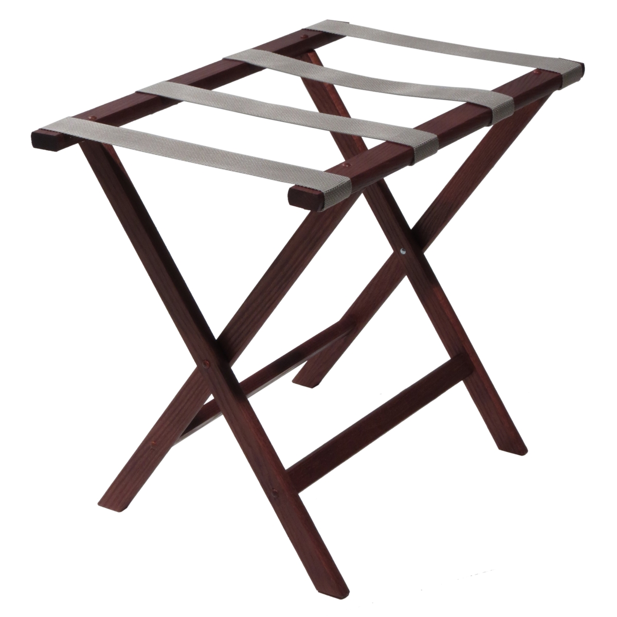 Wooden Mallet LR-MHGRY Deluxe Straight Leg Luggage Rack with Gray Straps - Mahogany