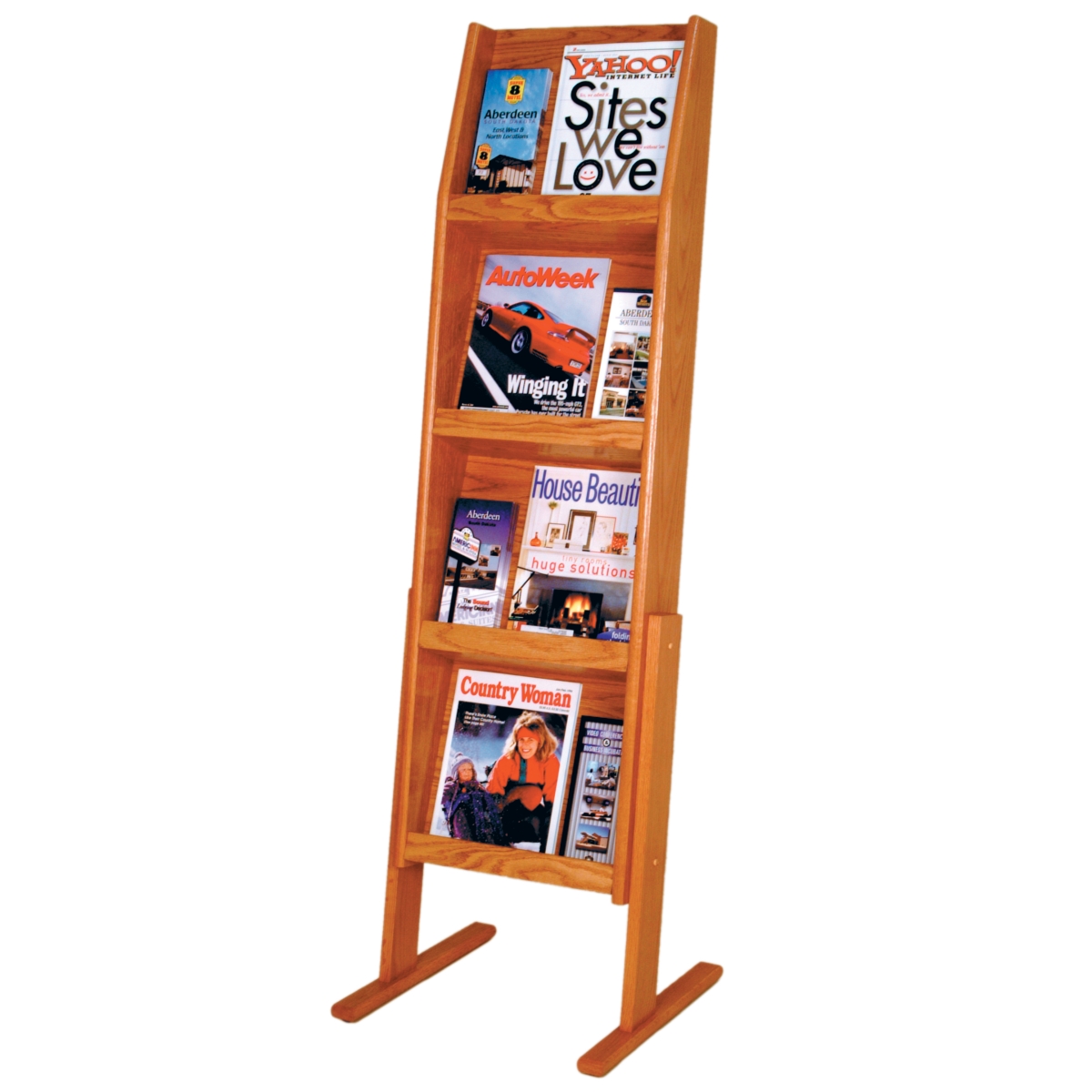Picture of Wooden Mallet LD49-12FSMO 4 x 3 in. Slope 12 Pocket Standing Literature Display - Medium Oak