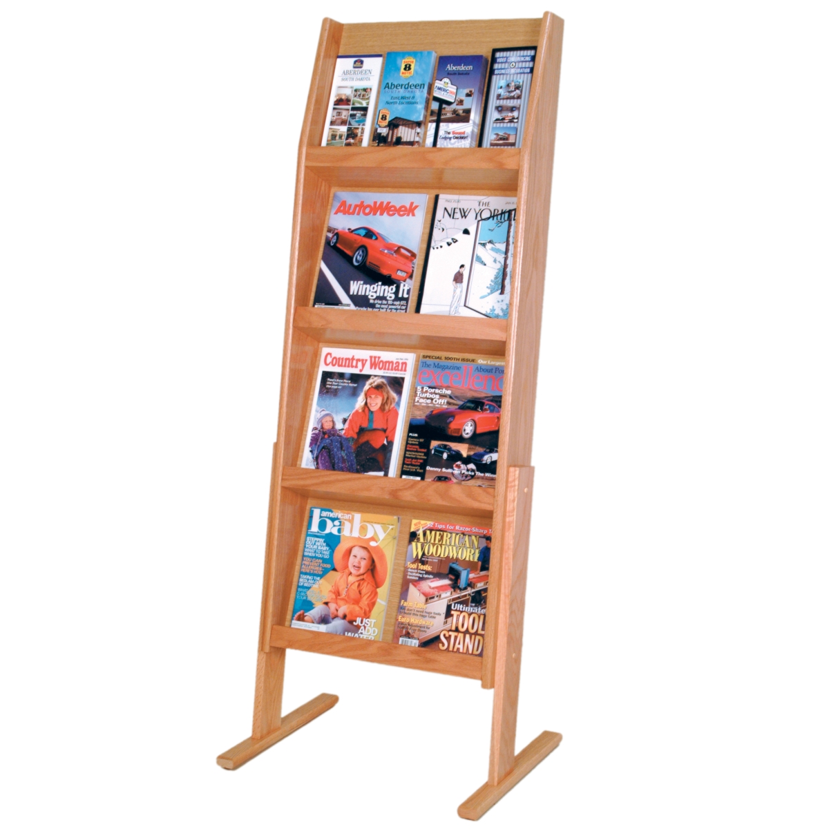Picture of Wooden Mallet LD49-16FSLO 4 x 4 in. Slope 16 Pocket Standing Literature Display - Light Oak