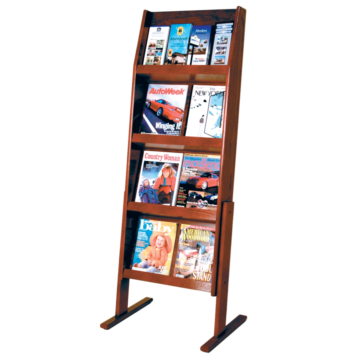 Picture of Wooden Mallet LD49-16FSMH 4 x 4 in. Slope 16 Pocket Standing Literature Display - Mahogany