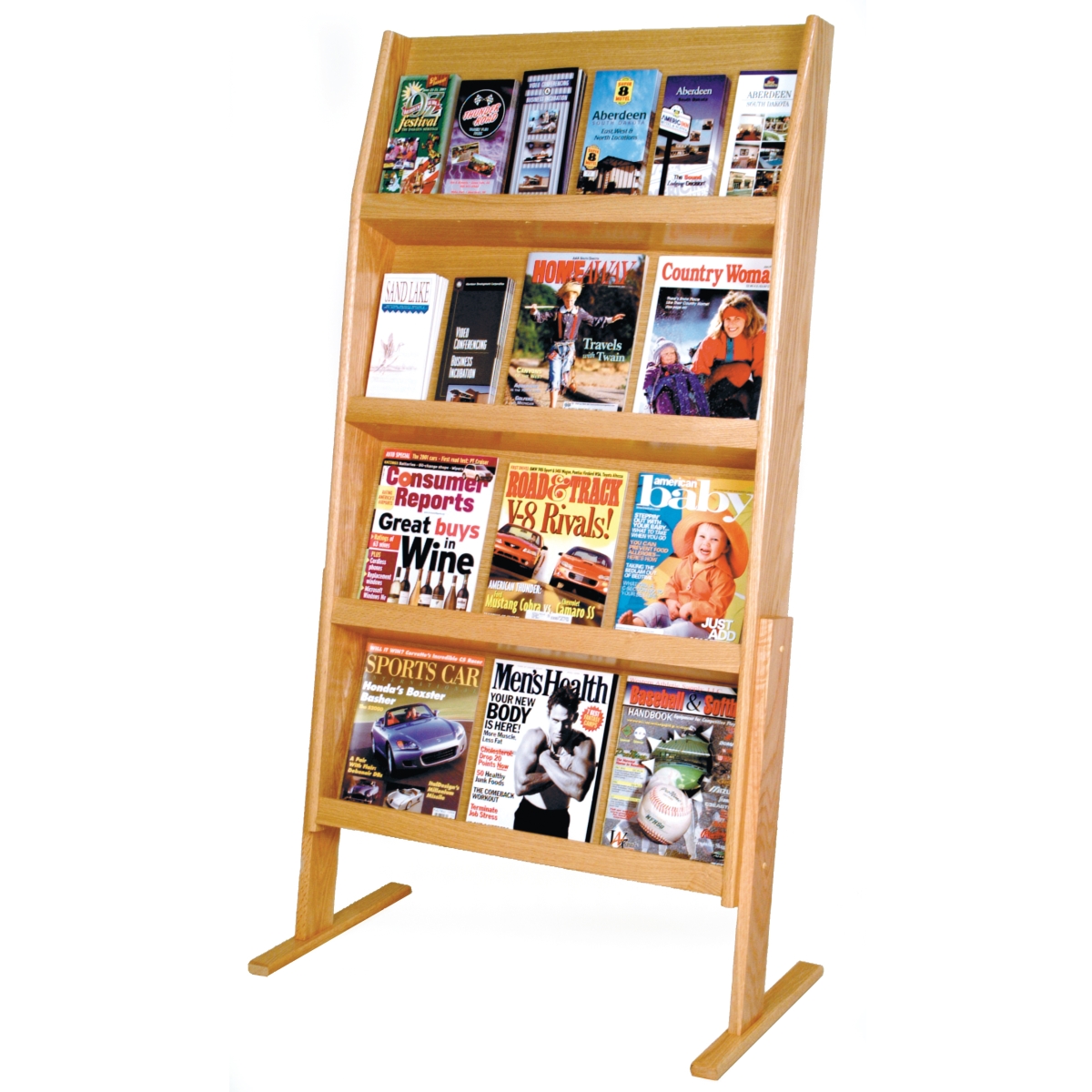 Picture of Wooden Mallet LD49-24FSLO 4 x 6 in. Slope 24 Pocket Standing Literature Display - Light Oak