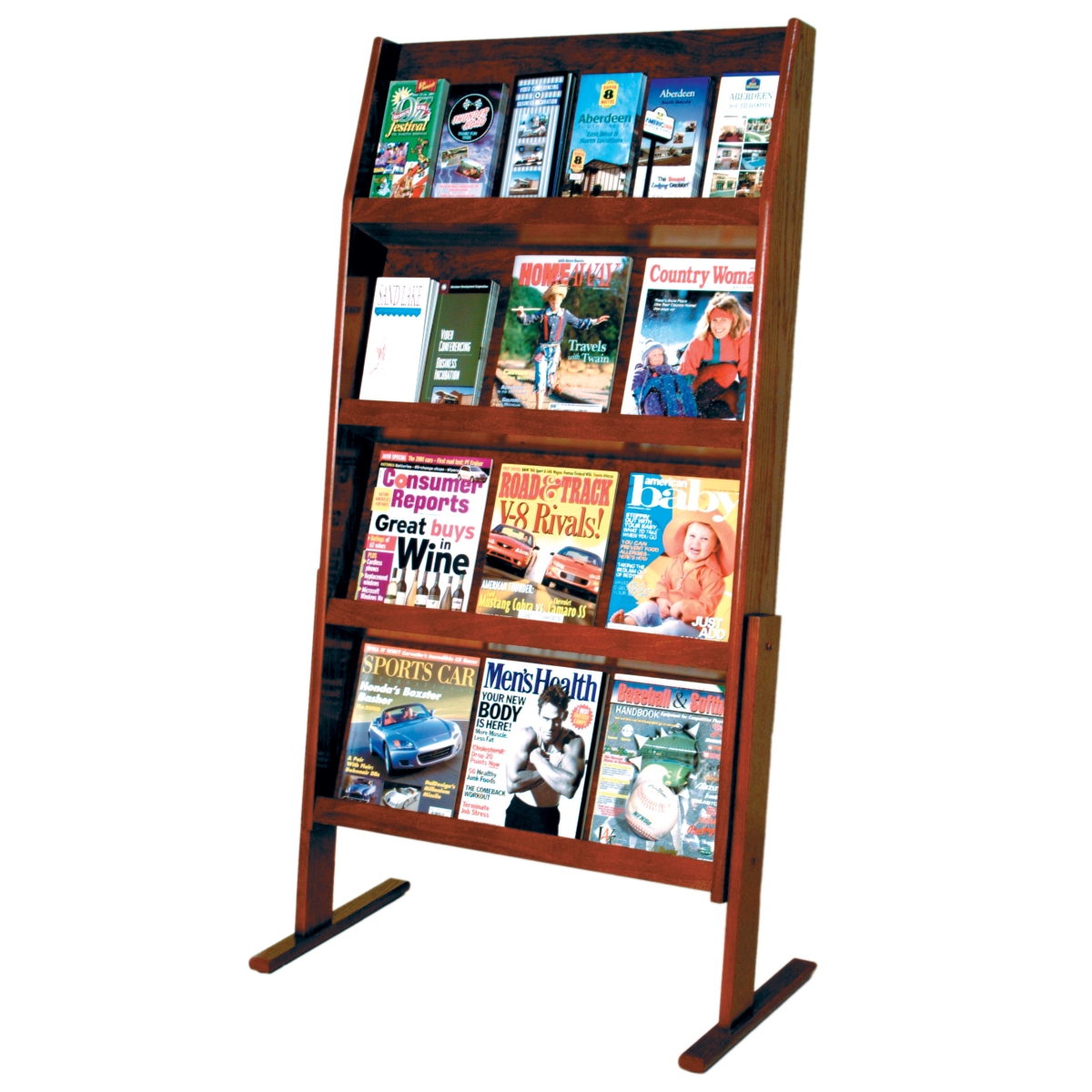Picture of Wooden Mallet LD49-24FSMH 4 x 6 in. Slope 24 Pocket Standing Literature Display - Mahogany