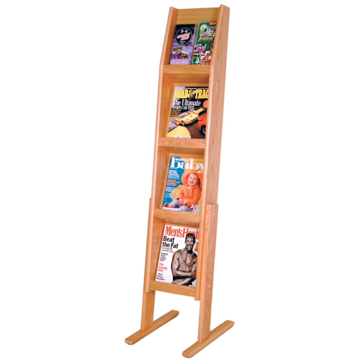 Picture of Wooden Mallet LD49-8FSLO 4 x 2 in. Slope 8 Pocket Standing Literature Display - Light Oak