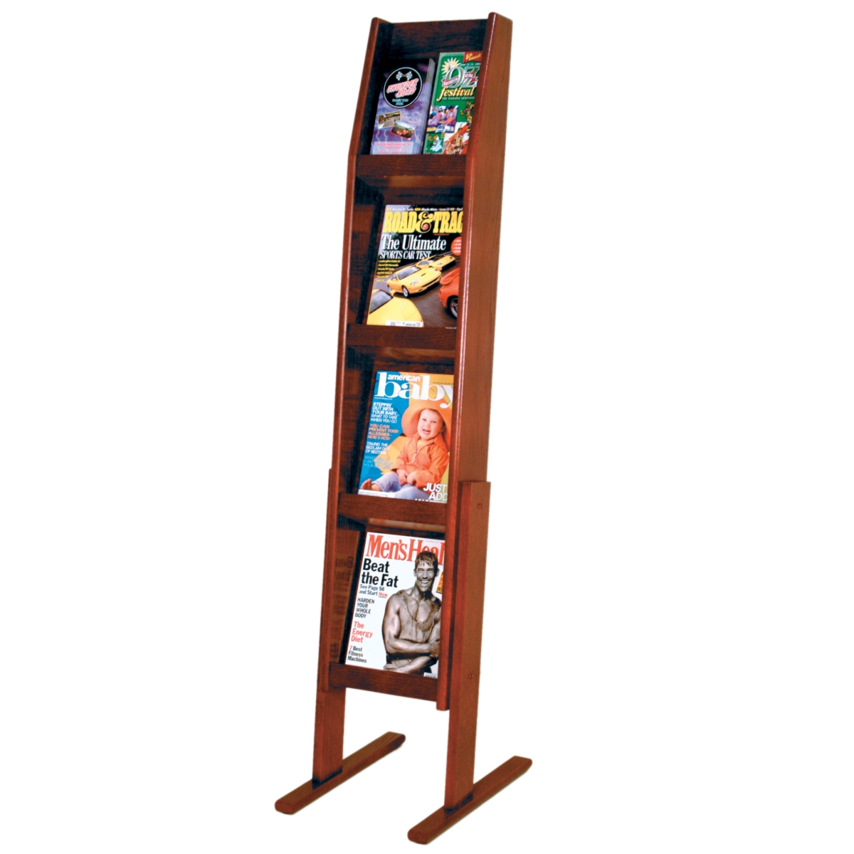 Picture of Wooden Mallet LD49-8FSMH 4 x 2 in. Slope 8 Pocket Standing Literature Display - Mahogany