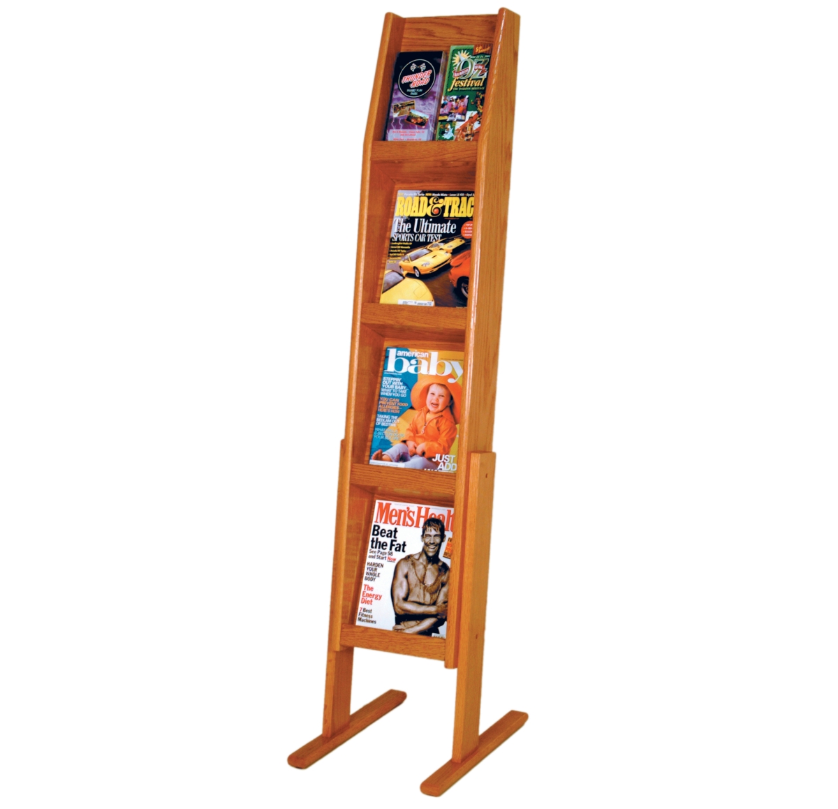 Picture of Wooden Mallet LD49-8FSMO 4 x 2 in. Slope 8 Pocket Standing Literature Display - Medium Oak