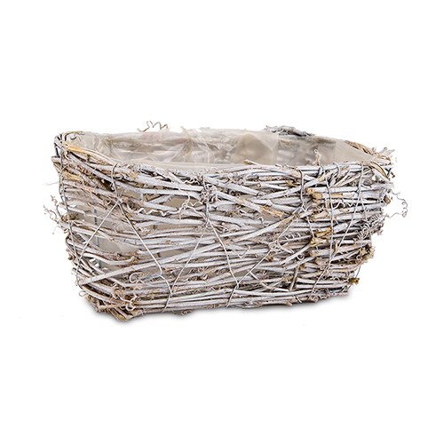 Picture of Weddingstar 9791-08 Tapered Wicker Basket with White Wash & Liner&#44; White - Medium
