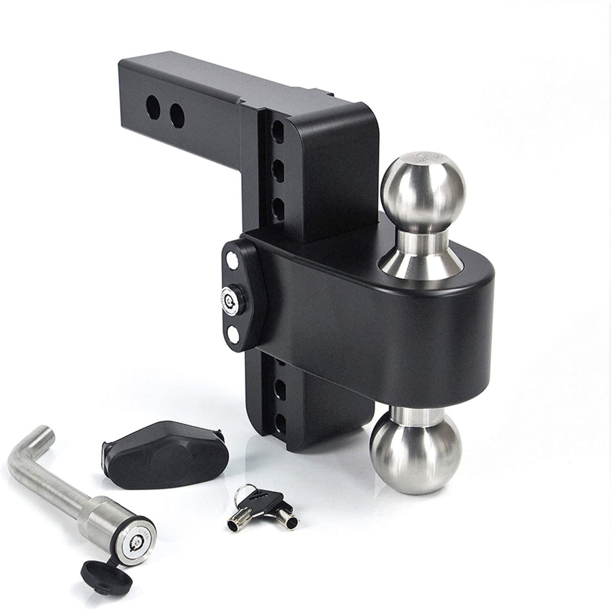 LTB6-2.5-KA-CER-BLA 6 in. Drop Cerakoted Trailer Hitch with Stainless Steel Tow Balls for 2.5 in. Receiver with WS05, Black