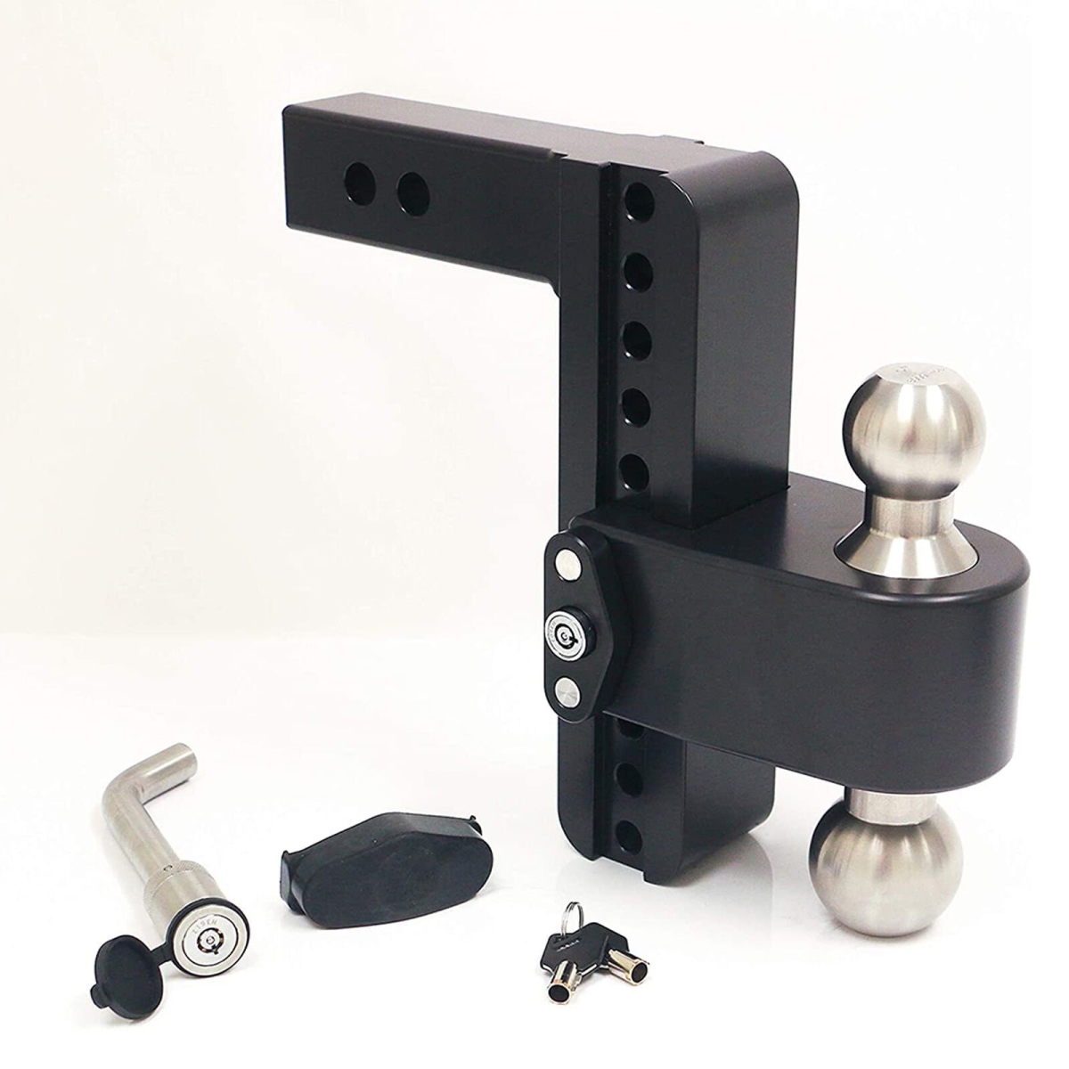 LTB8-2.5-KA-CER-BLA 8 in. Drop Cerakoted Trailer Hitch with Stainless Steel Tow Balls for 2.5 in. Receiver with WS05, Black