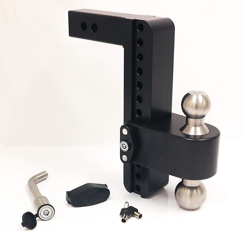 LTB10-2-KA-CER-BLA 10 in. Drop Cerakoted Trailer Hitch with Stainless Steel Tow Balls for 2 in. Receiver with WS05, Black
