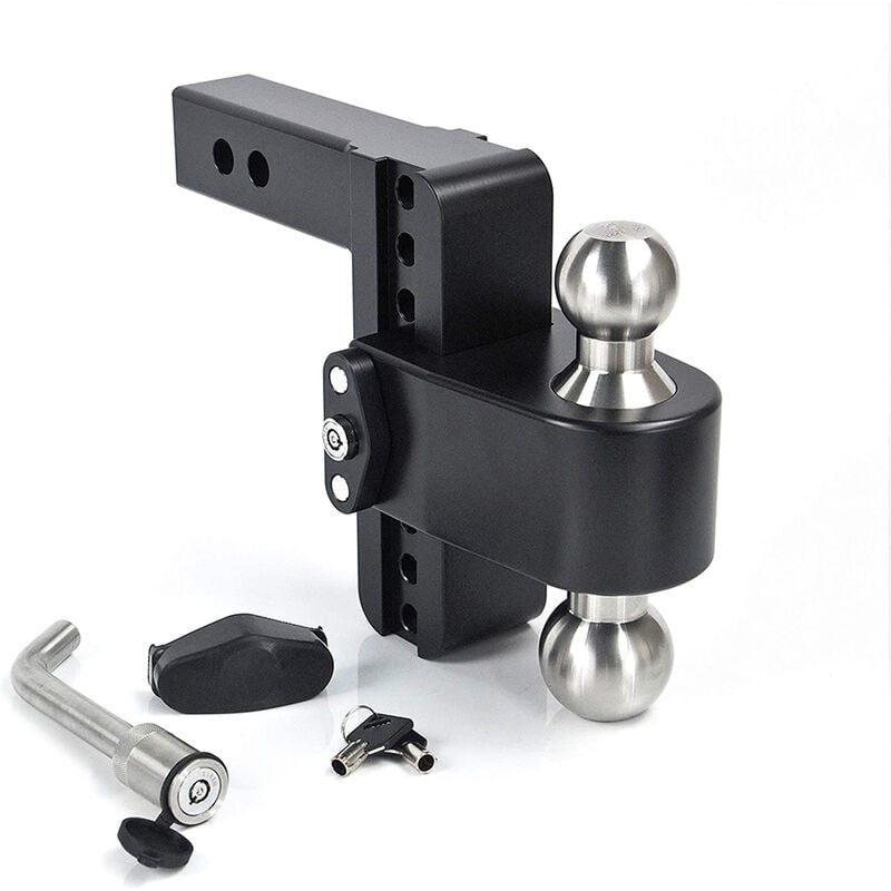 LTB6-3-KA-CER-BLA 6 in. Drop Cerakoted Trailer Hitch with Stainless Steel Tow Balls for 3 in. Receiver with WS05, Black