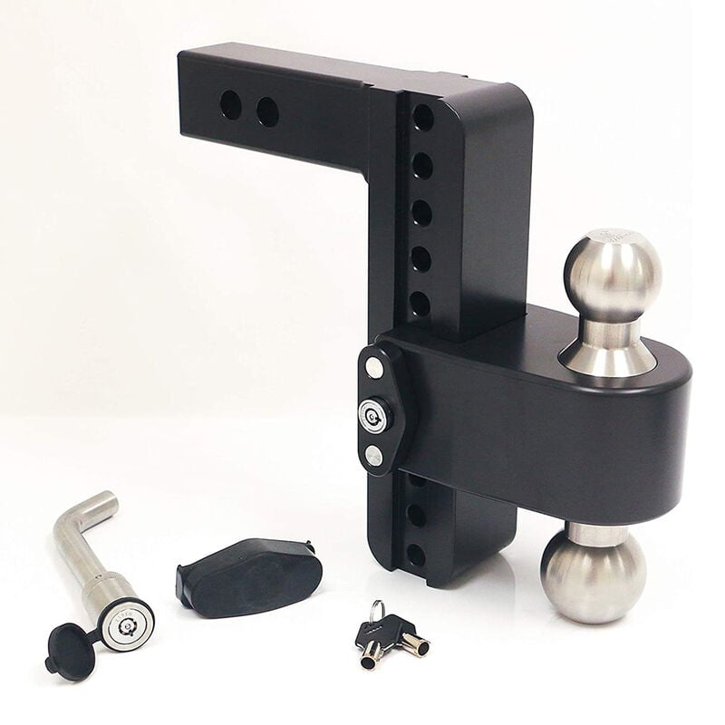 LTB8-3-KA-CER-BLA 8 in. Drop Cerakoted Trailer Hitch with Stainless Steel Tow Balls for 3 in. Receiver with WS05, Black