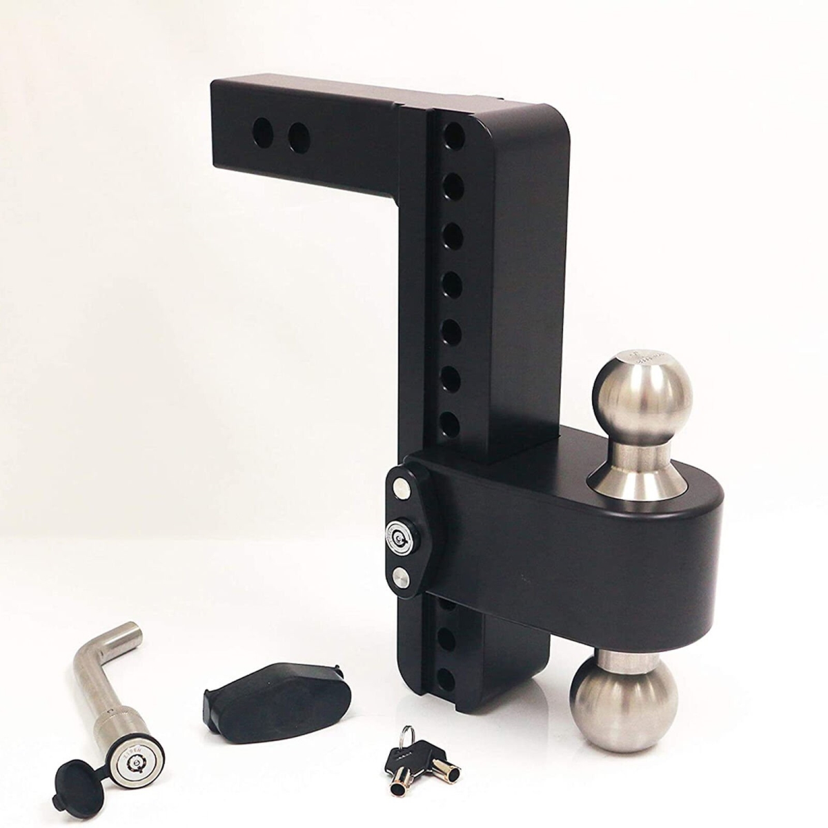 LTB10-3-KA-CER-BLA 10 in. Drop Cerakoted Trailer Hitch with Stainless Steel Tow Balls for 3 in. Receiver with WS05, Black
