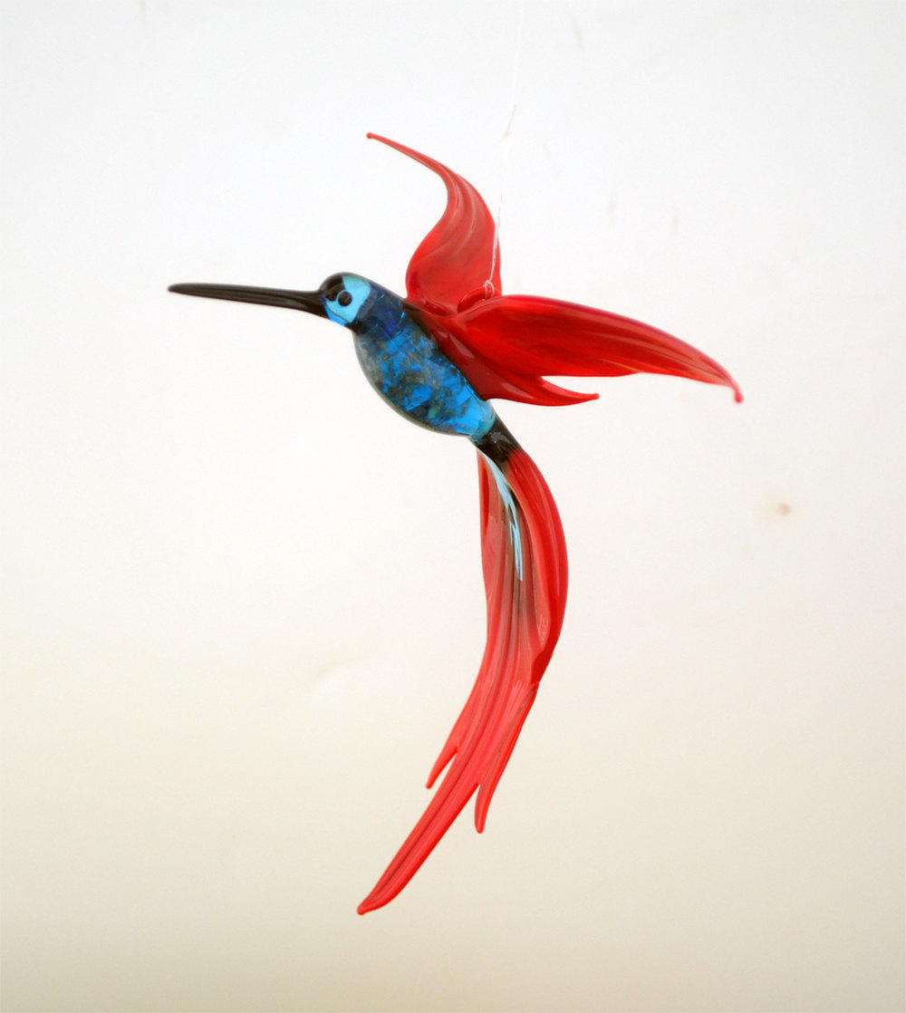 Picture of WGK Glass Art 36-224 Aqua Humming Bird - Aqua Red