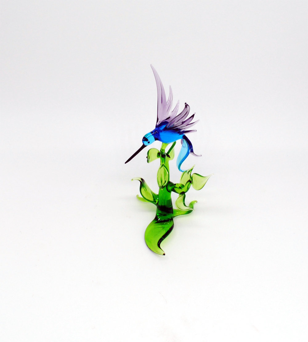 Picture of WGK Glass Art 33-223 Handmade Lampworked Glass Hummingbird Vicki on Branch