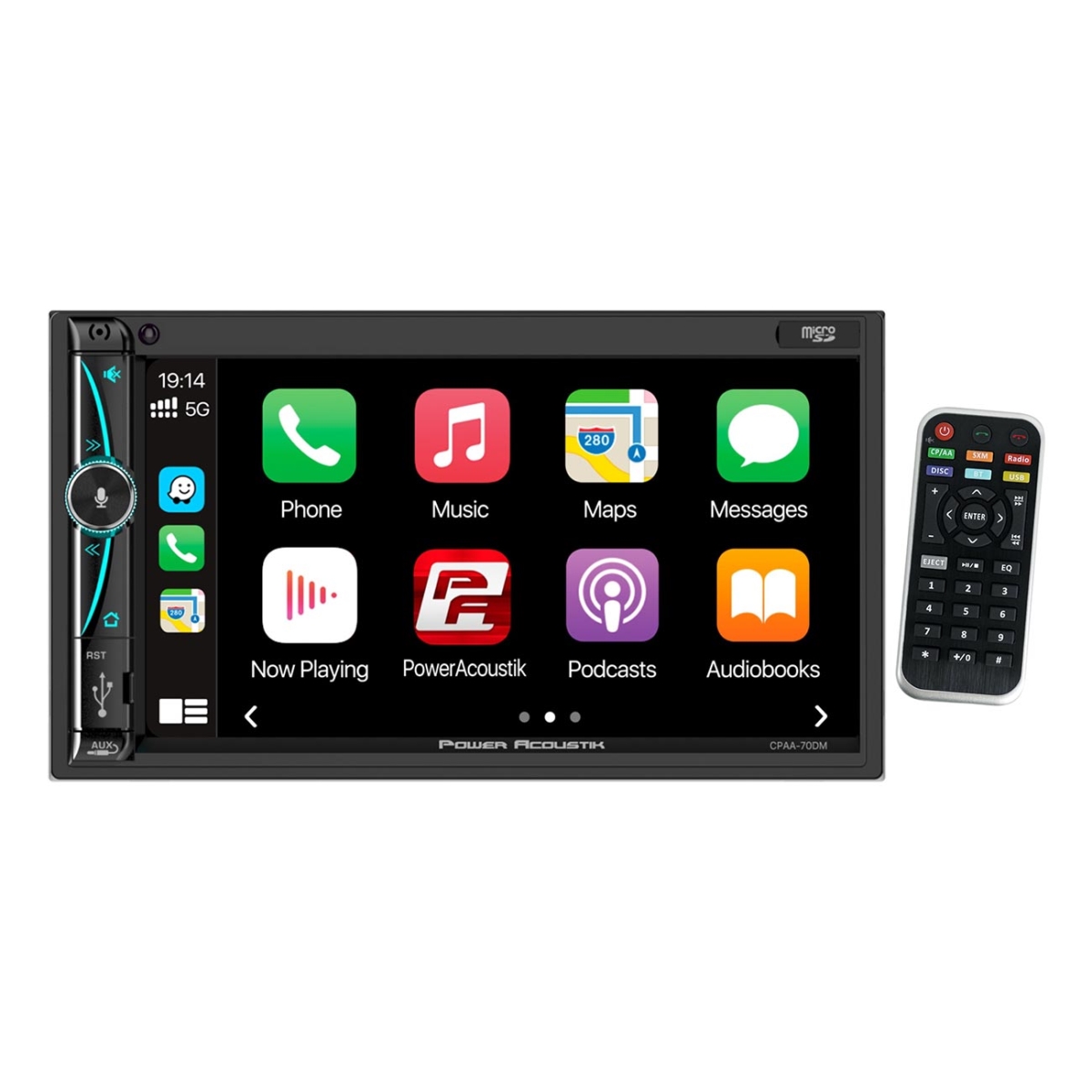 Picture of Power Acoustik CPAA70DM 7 in. Double DIN Fixed Face Touchscreen Mechless Receiver with Apple Car Play & Android Aut