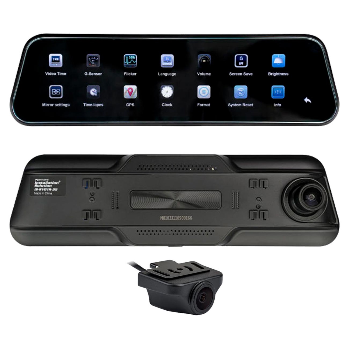 ISRVDVR99 9.66 in. Pipemans InstallSolution Monitor with Rear View Mirror & DVR
