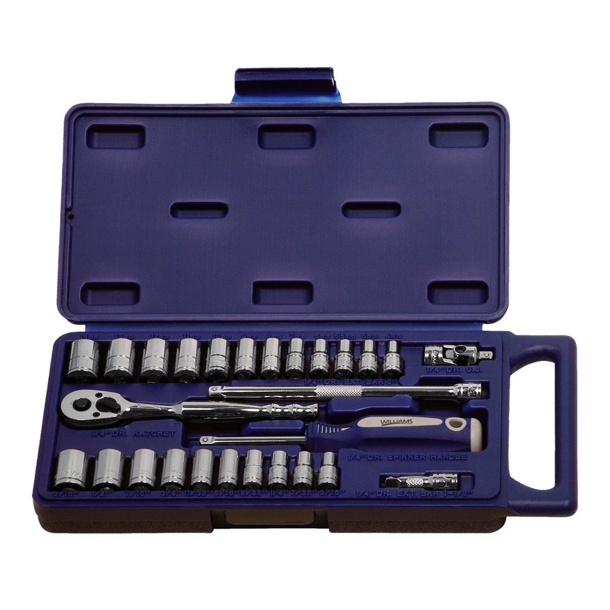 JHW50661B 0.25 in. Drive 6 Point Socket & Drive Tool Set, 27 Piece