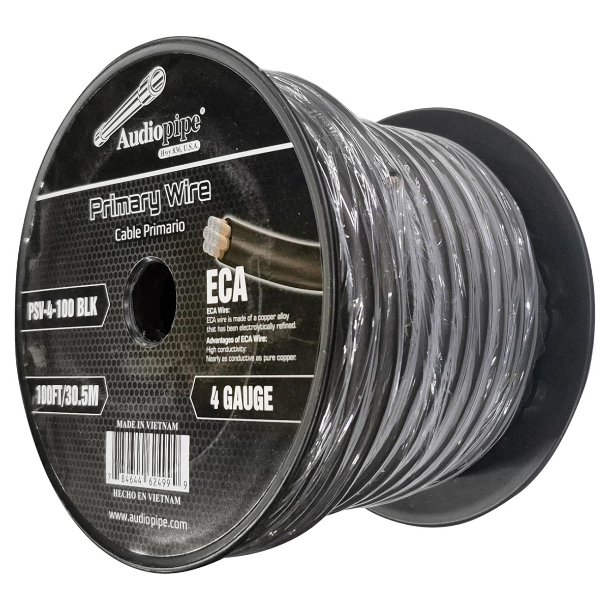 PSV4100BLK 100 ft. Audiopipe Flexible Power Cable 4 Gauge - Black