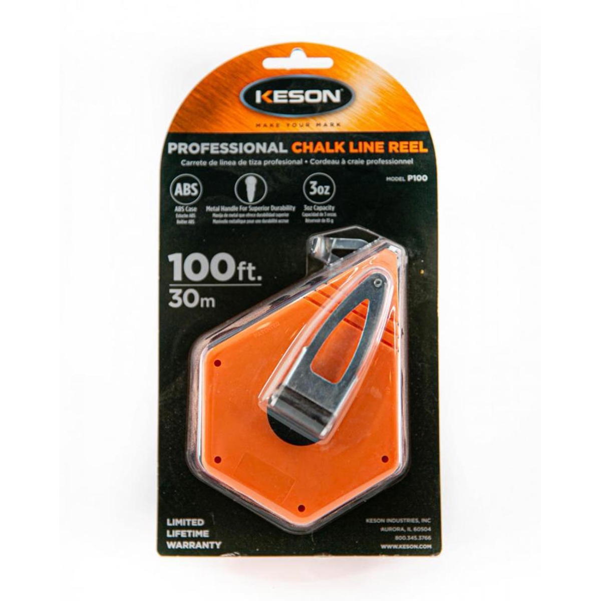 P100 100 ft. Octagonal Chalk Bold Line Reel - 1.5mm Thick String