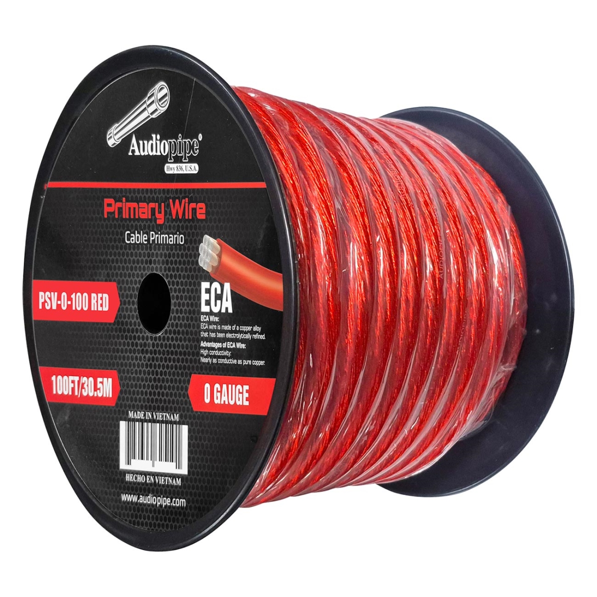 PSV0100RED 100 ft. Flexible ECA Power Cable - Automotive Power Wire Type, Red
