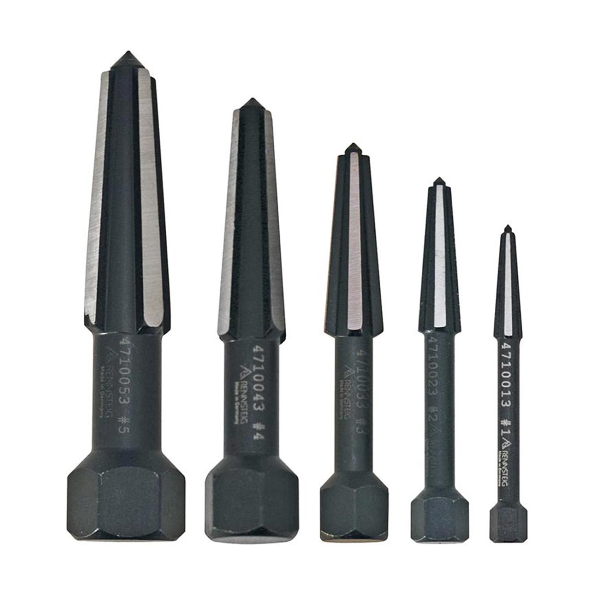 9R4719003 Rennsteig Double-Edged Fluted Screw Extractor Set - Size 1-5 - 5 Piece